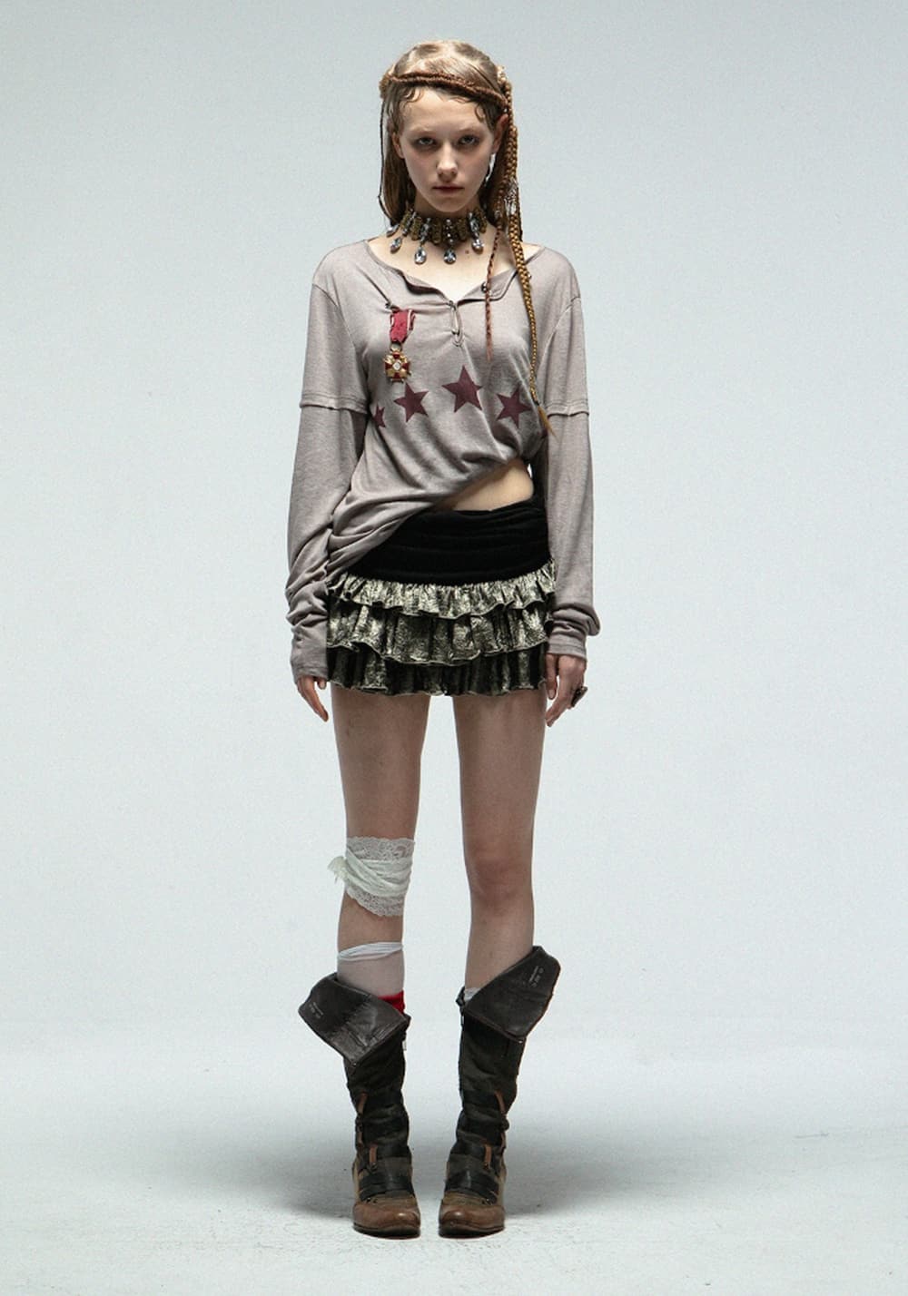 DOUBLEPUNCH丨Vintage Satin Layered Pleated Mini Skirt - PSYLOS 1, DOUBLEPUNCH丨Vintage Satin Layered Pleated Mini Skirt, Skirts, DOUBLEPUNCH, PSYLOS 1